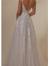 Cap Sleeves Beaded Ivory 3D Lace Tulle Fashion Wedding Dress